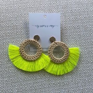 Neon Yellow Weave Earrings
